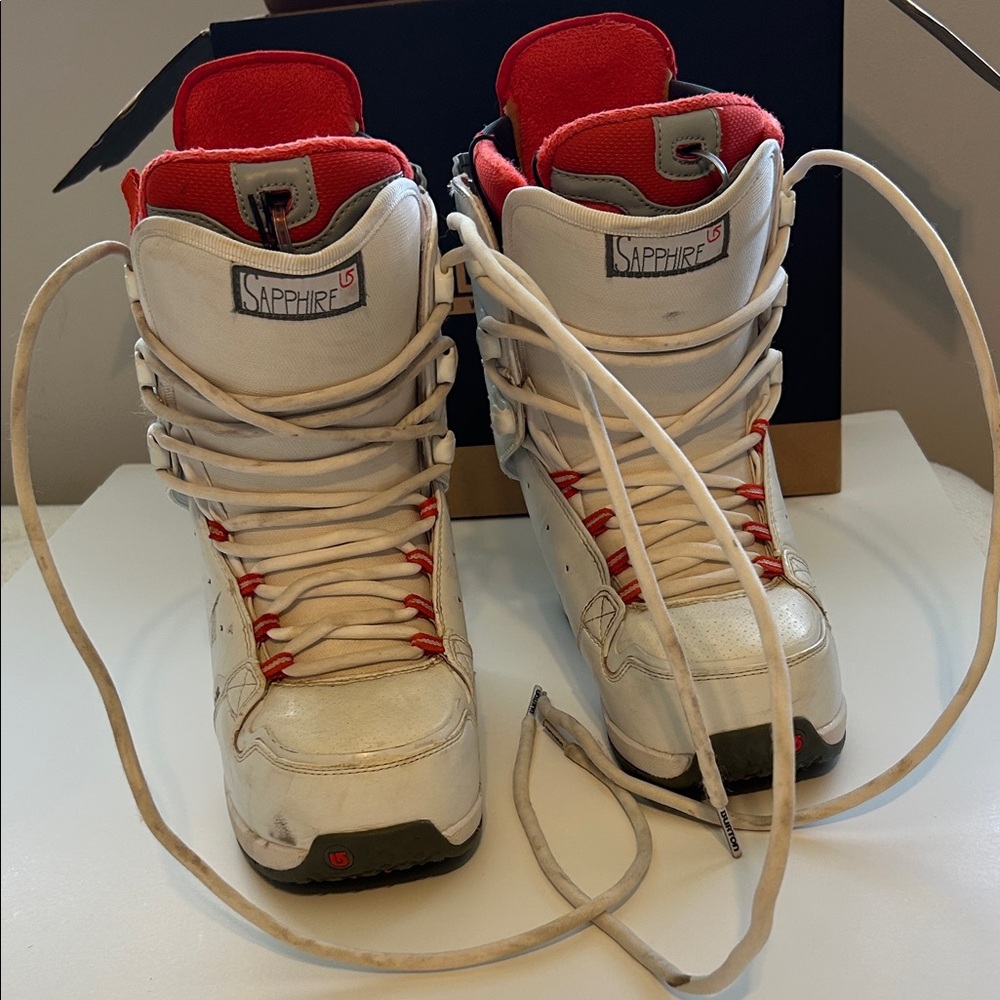 Burton Flex White and Red Snowboard Boots